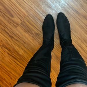 Black suede over the knee boots